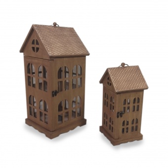 Lampion Drewniany Kpl. 2 Szt.