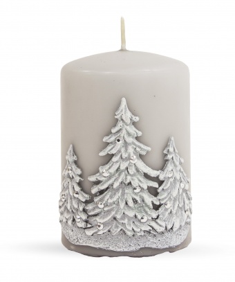 Пл серая зимняя свеча, деревья, ролик маленький
