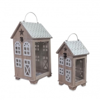 Lampion Drewniany Kpl. 2 Szt.